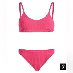 NWT Solid and Striped Pink Bikini Set